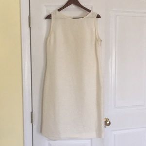 Valerie Stevens off-white linen-silk sleeveless dress